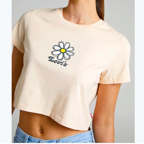 LEVI’S Crop Logo Daisy Tee - Picture 1 of 6